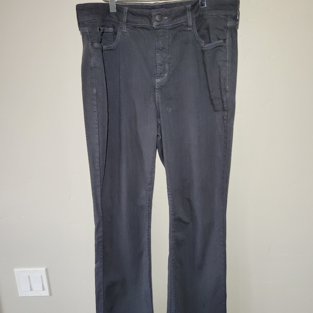 NYDJ Womens Marilyn Dark Gray Jean Straigjt Regular Leg Plus Size Size 16W